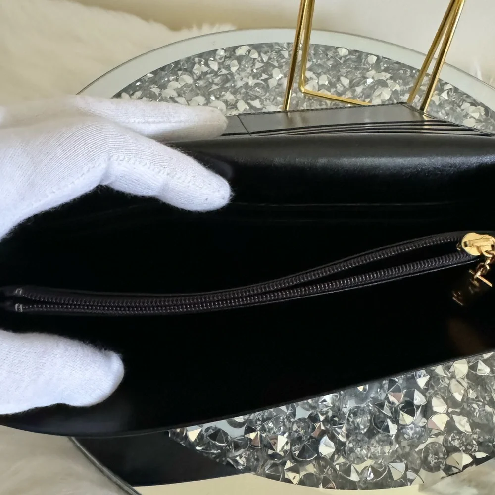 Yves Saint Laurent Black and White Bicolor Leather Continental Wallet - Picture 10 of 12